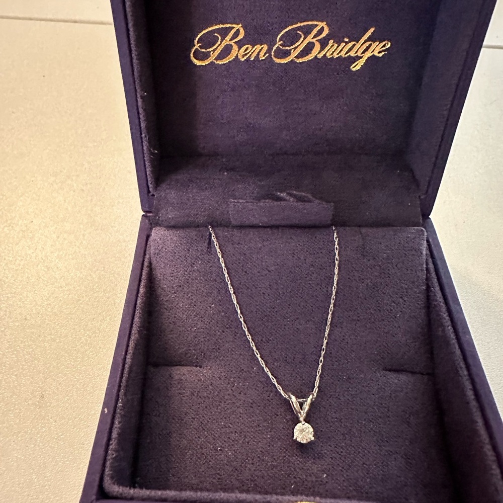 Ben Bridge 14K White Gold Necklace with Diamond Pendant